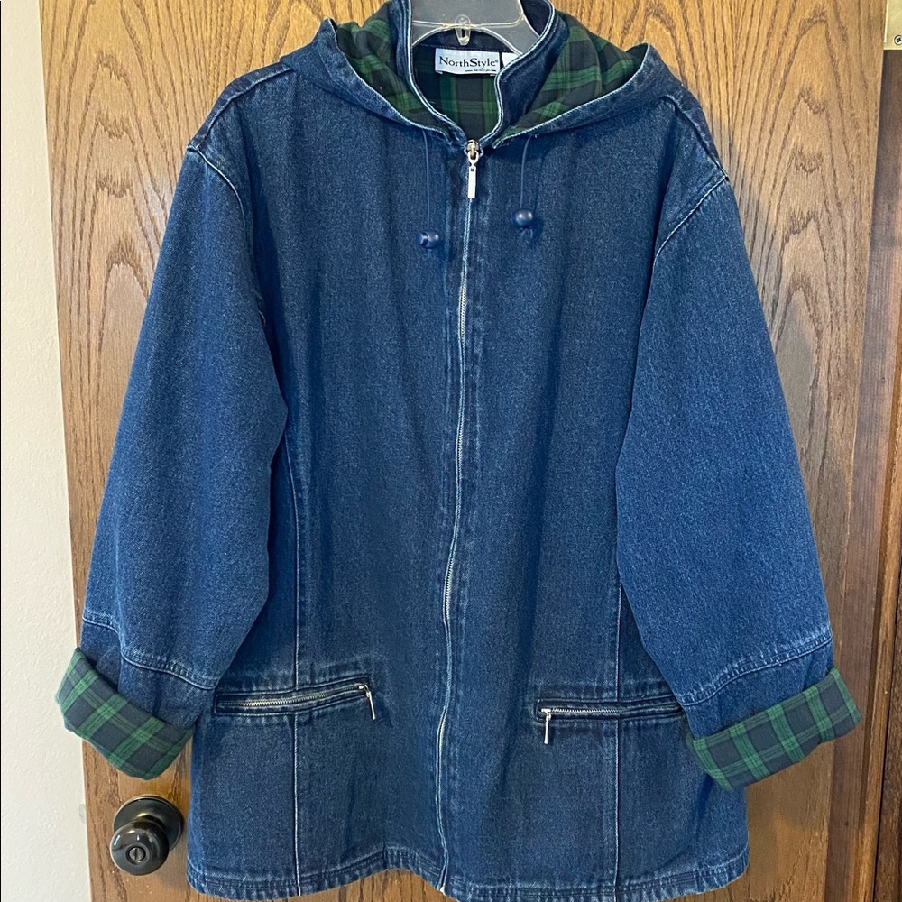 Northstyle flannel-lined denim jacket with hood